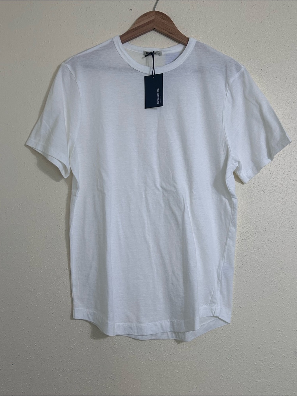 Buck Mason PIMA White Crew Neck Round Hem